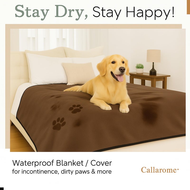 Callarome Waterproof Blanket for Bed or Couch â€“ Soft and Leakproof Waterproof Throw Blanket, Water Proof & Stain Resistant Easy to Clean Throw Blanket Cover for Adults or Pets, Reversible Brown 80â€x90â€ - Image 2